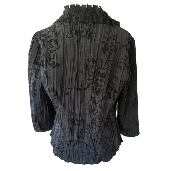 Harve Benard Women Top Size L Ruffle Crinkle Satin Goth Glam Romantic Whimsigoth - Picture 4 of 6